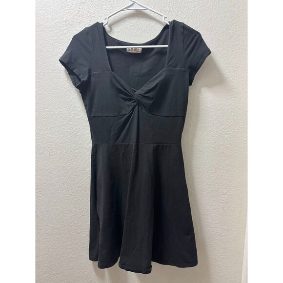 Hollister Babydoll Mini Dress Women's size medium Black Preppy y2k Fit and Flare - Picture 3 of 4